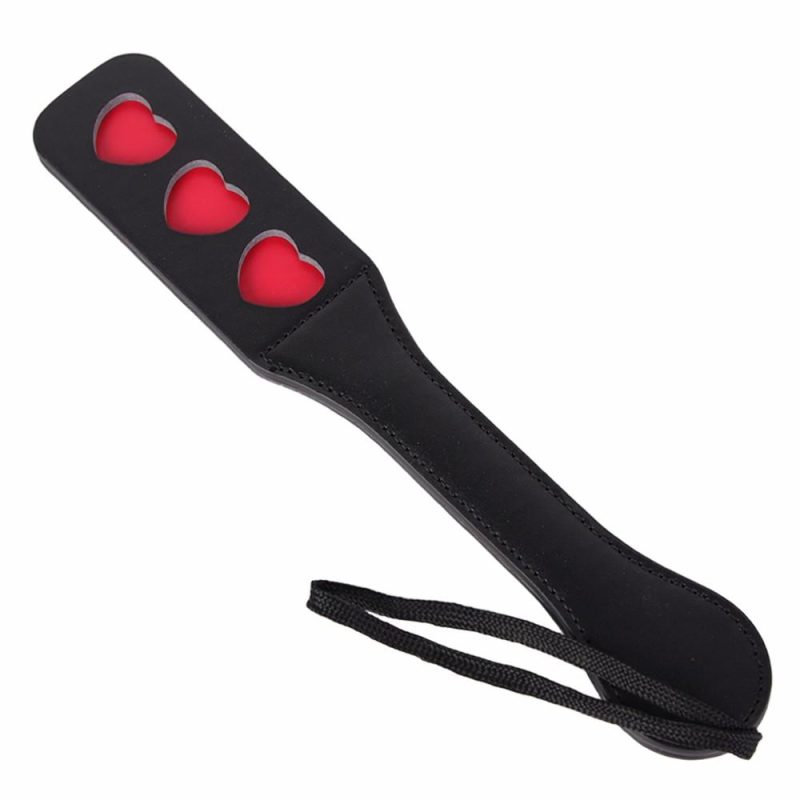 Dual-Layered Faux Leather Heart Imprint Spanking Paddle Bondage & Fetish