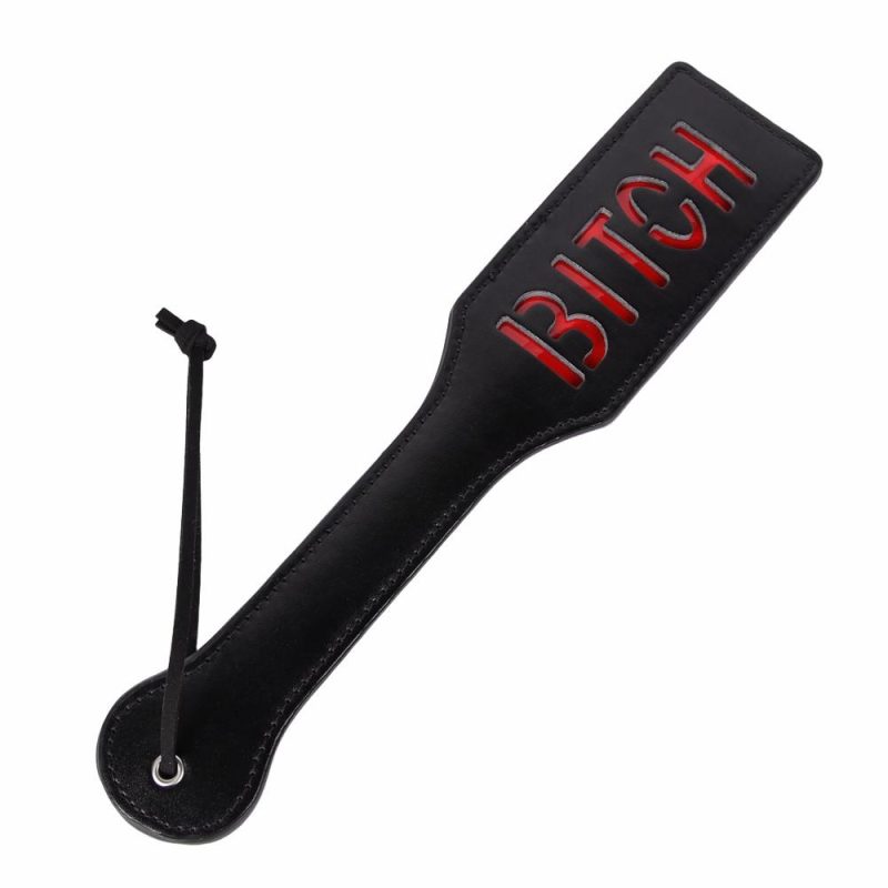 Faux Leather Bitch Imprint Spanking Paddle Bondage & Fetish