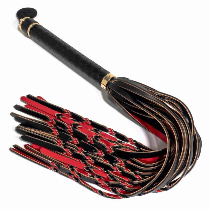 Sevanda Black & Red Soft Braided Vegan Faux Leather Flogger Bondage & Fetish