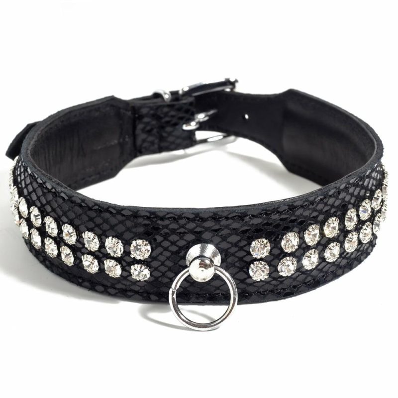 Zorba Patent Leather Snakeskin & Diamante Collar Bondage & Fetish