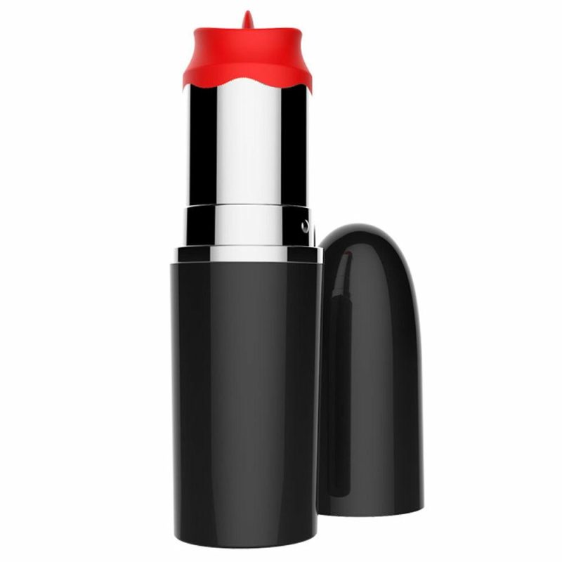 Lick Stick 2-In-1 Lipstick Bullet Vibrator With Licking Tongue Clitoral Stimulators